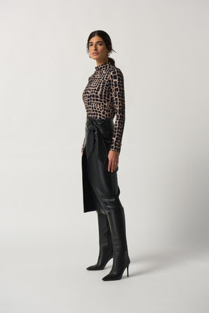 Mock Neck Animal Print Top