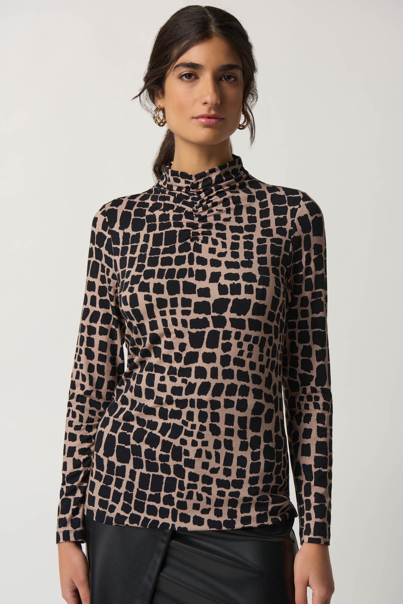 Mock Neck Animal Print Top