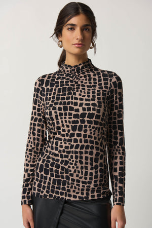 Mock Neck Animal Print Top