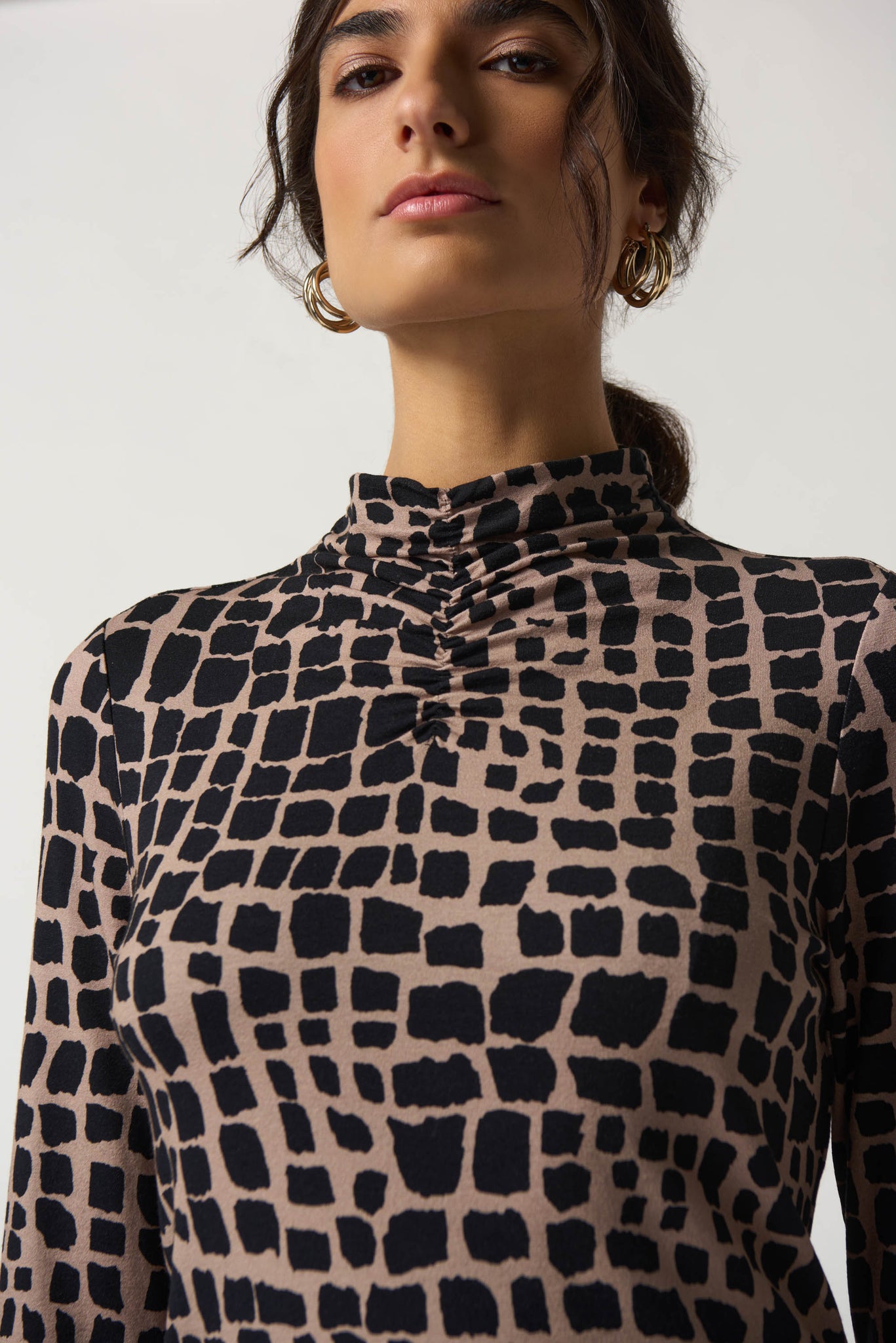 Mock Neck Animal Print Top