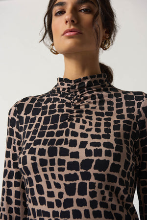 Mock Neck Animal Print Top