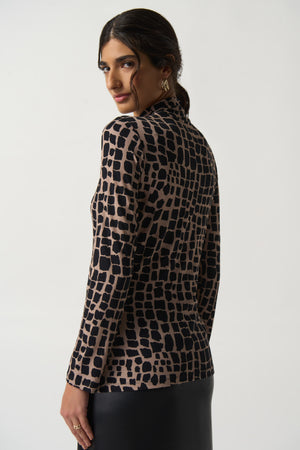 Mock Neck Animal Print Top