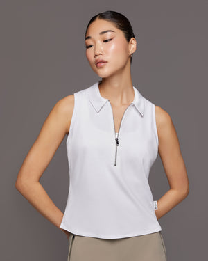 Ace Sleeveless Polo White