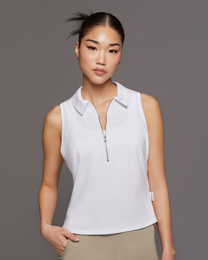 Ace Sleeveless Polo White