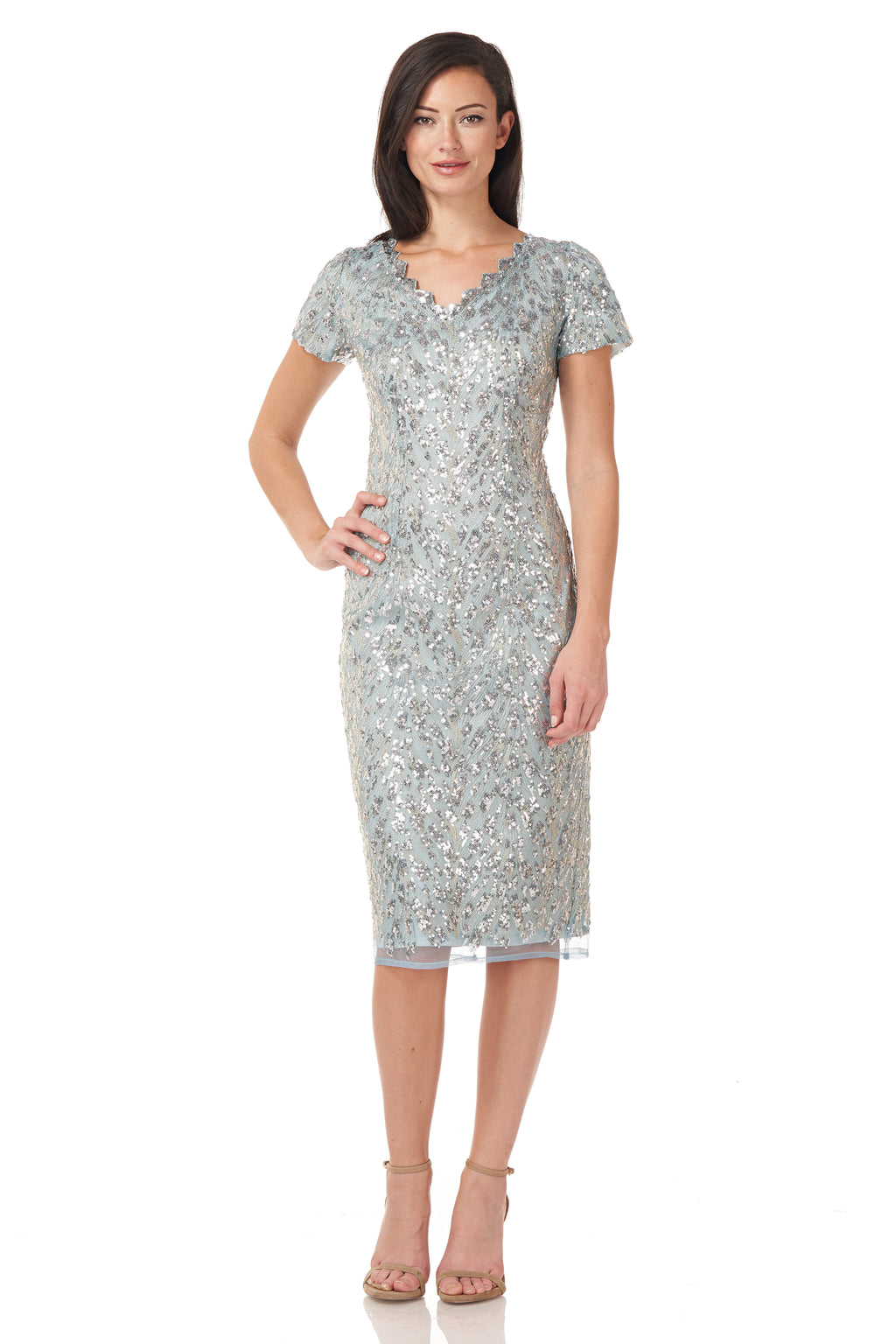 Short Sleeve Sequin Cocktail