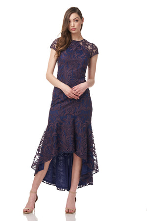 Fawn Jewel Neck High-Low Dress
