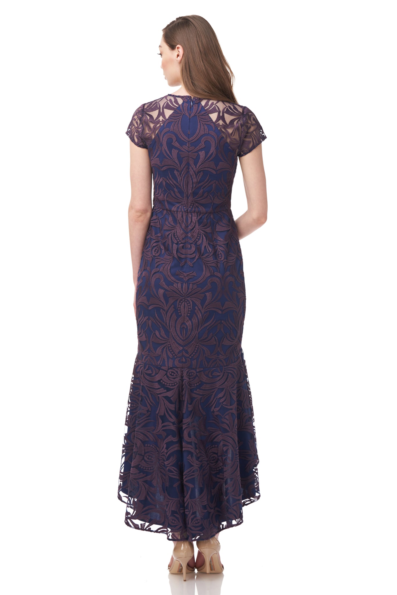 Fawn Jewel Neck High-Low Dress