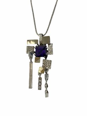 Pendant with Amethyst Cubic Zirconia in Sterling Silver