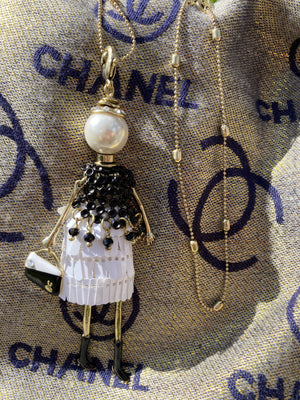 Chanel Gold Metal, Strass, Imitation Pearl, Black And White Enamel CC Coco  Sailor Doll Necklace, 2018 Available For Immediate Sale At Sotheby's
